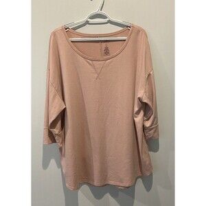 ST JOHNS BAY- Woman’s Active Size 2X Top. 3/4 Sleeve Pink